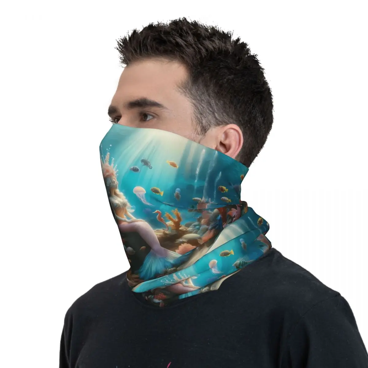 Mermaid Scarf Neckerchief Neck Face Mask Polyester