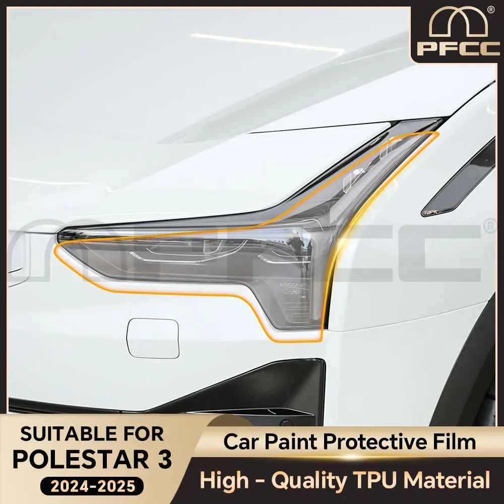 

For Polestar 3 2024 2025 Car Headlight Rearview B Pillars Paint Protection Film Anti-scratch Protective Transparent Smoked PPF