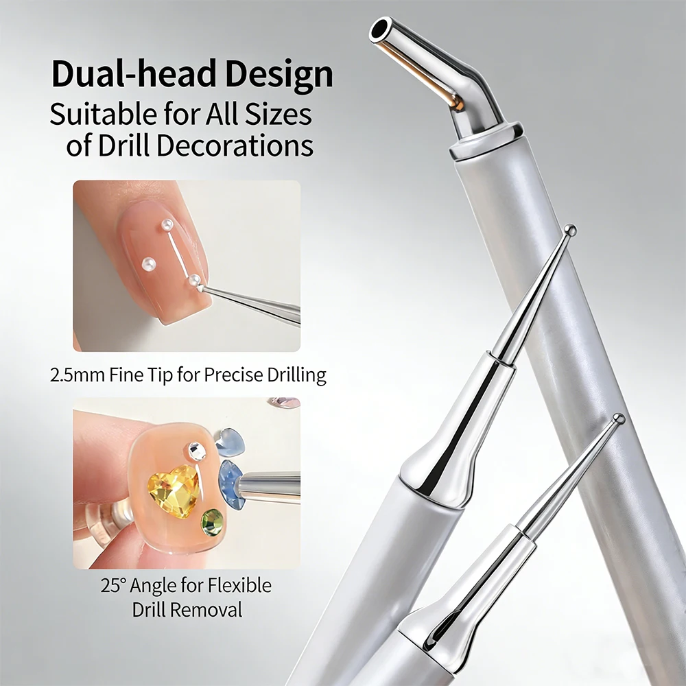1Pc Dual-End Nail Art Dotting & Pickup Pen with Self-Adhesive Tip Rhinestone Picker & Applicator Pen Professional Nail Art Tools