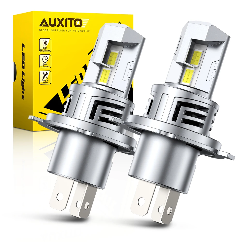 AUXITO 2Pcs Super Bright H4 Led Bulb Car Headlight 30000LM HB2 9003 With High & Low Beam Turbo LED Headlamp 6500K White