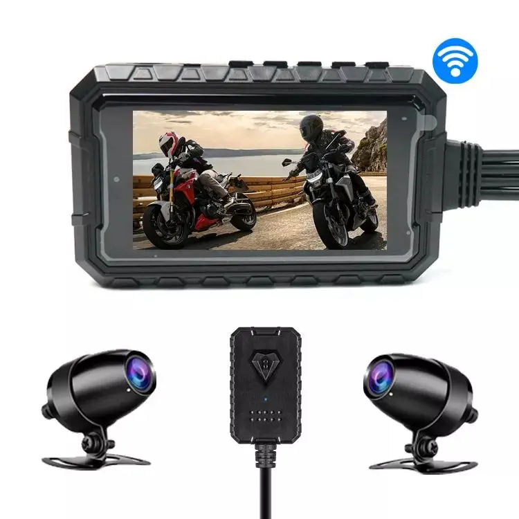 Motorfiets Camera Hd 1080P Dual Lens Motor Bike Video Recorder De Hele Machine Is Waterproofnight Vision Gps Wifi Dash cam