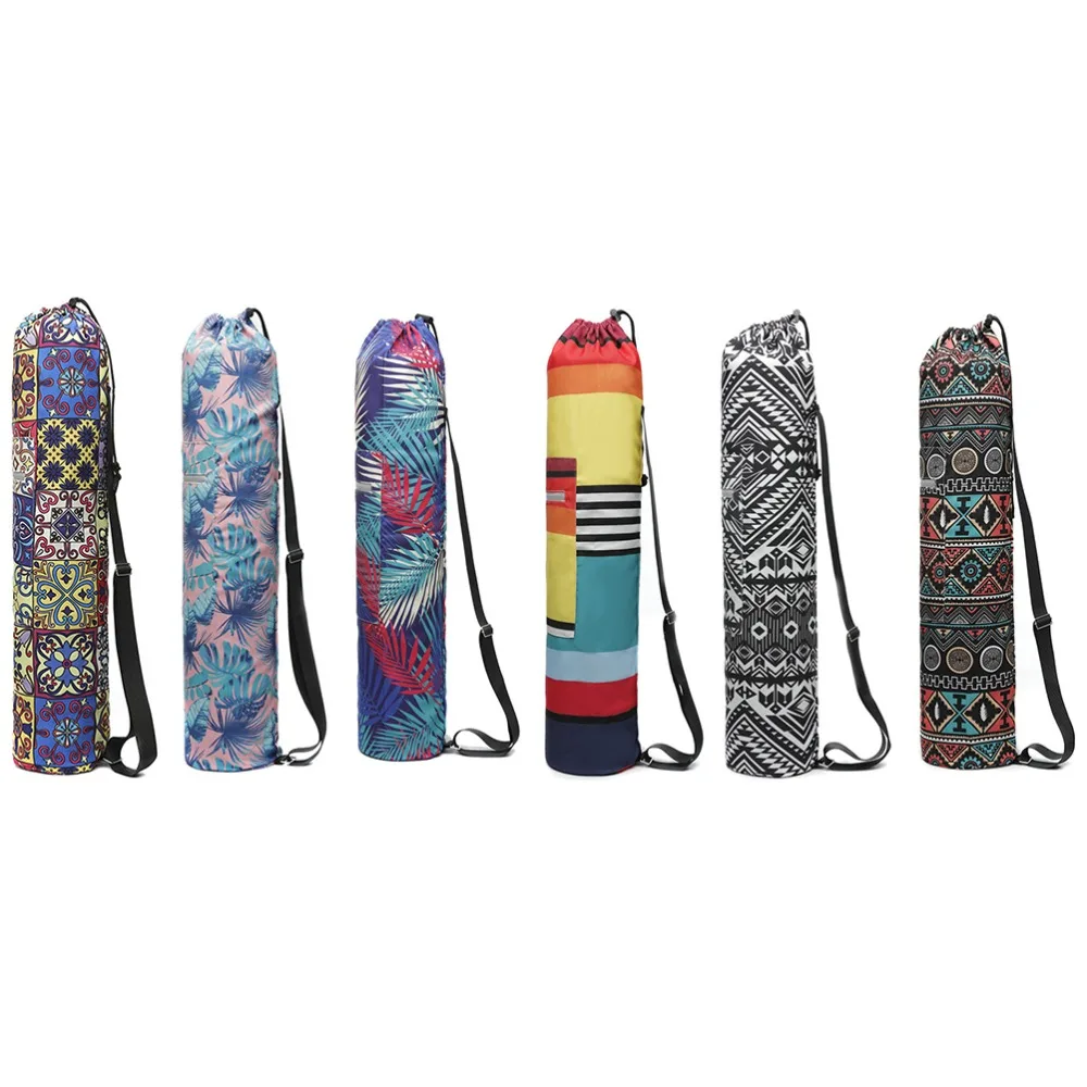 Portable 75x16cm Yoga Mat Bag Printed Canvas Drawstring Closure Fitness Training Bag Sport Storage Case For Pilates Exercise