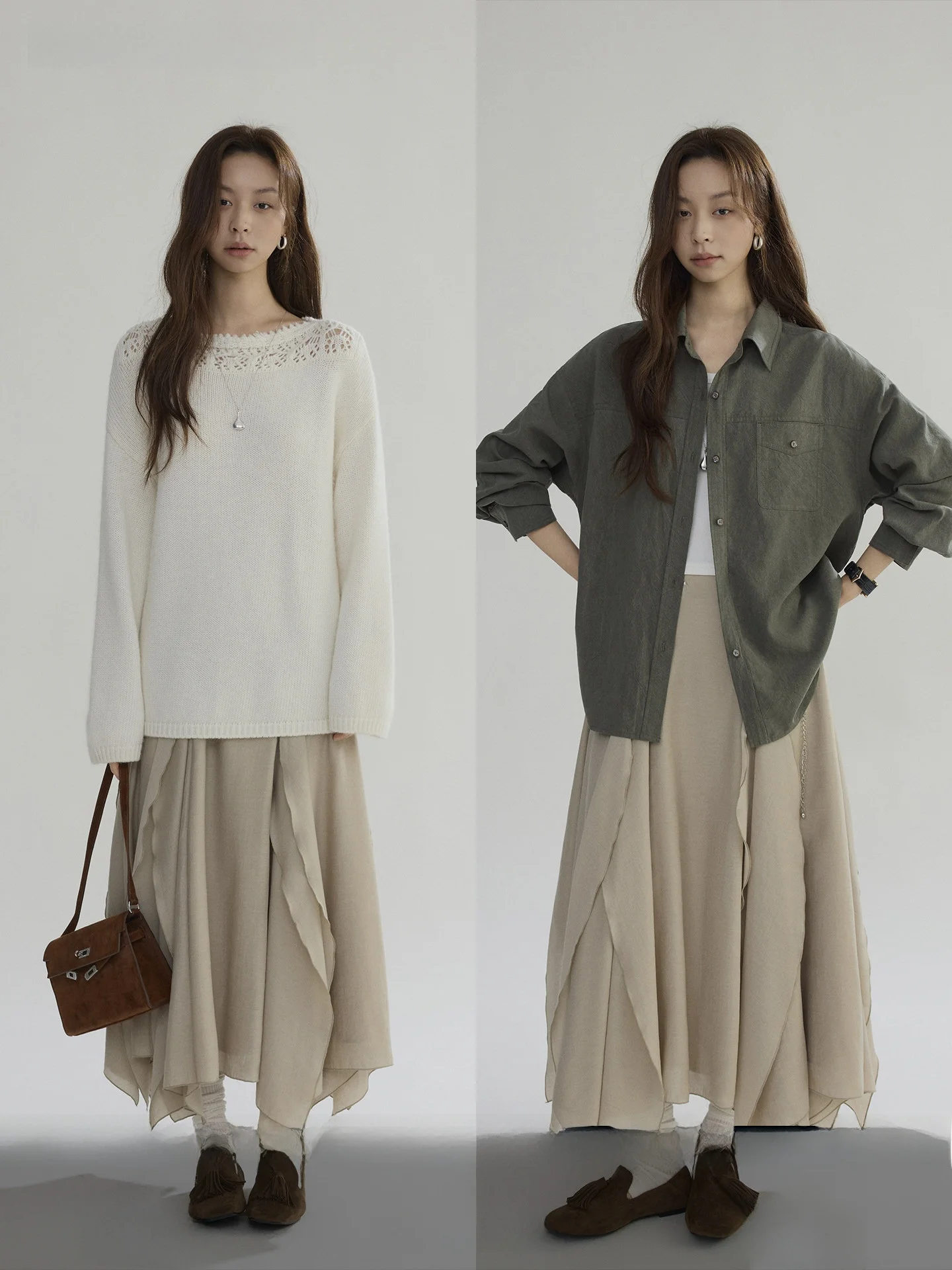 

Юбка макси Joli с высокой талией и асимметричным подолом для женщин: элегантный простой дизайн, повседневная, из ацетатного волокна, длинная