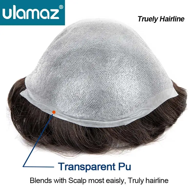 0.03 Ultra Thin Skin Toupee Indetectable Men's Capillary Prosthesis Realistic Men Wig 100% Human Hair Microskin Hair System For