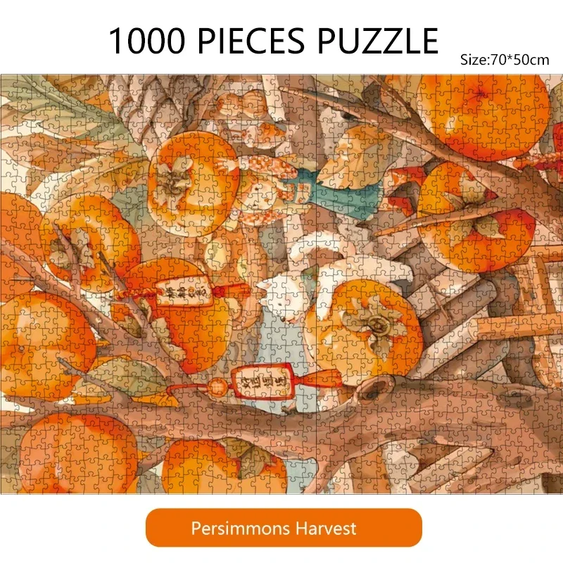 70*50cm Adult Paper Jigsaw Puzzle 1000 Pieces Persimmons Harvest Stress Relief Entertainment Toys High Quality Christmas Gift