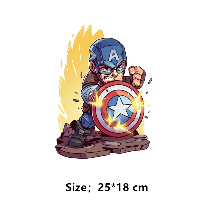 Disney Captain America thermo-stickers for children Cartoon Hulk Iron on patches printing for clothes