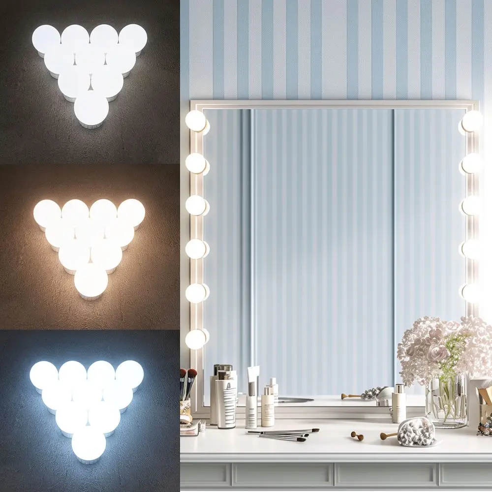 Dimmable LED Hollywood Vanity Lights Makeup Mirror Lamp USB Powered Wall Sconce For Dressing Table Cosmetic Lighting