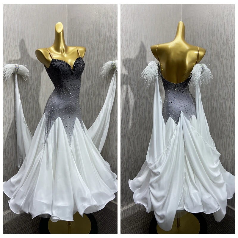 Standard Dance Dress ballroom dance dress  ballroom dress for Competition modern dance Costume gray gradient GOODANPAR