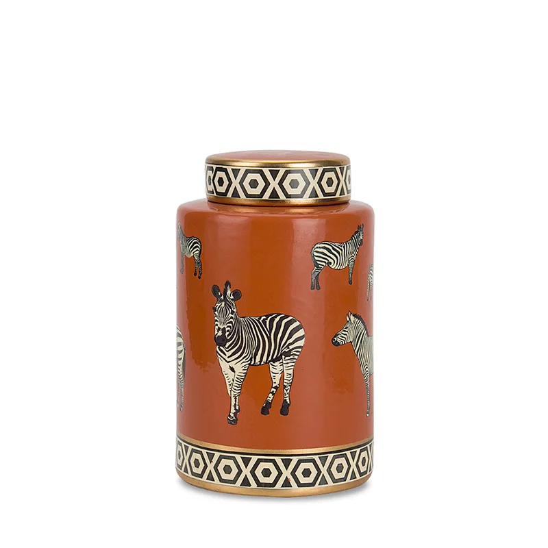 Imagem -06 - Cerâmica Geral Jar Zebra Padrão Vaso de Flores com Tampa Tanque Armazenamento do Vintage Cerâmica Artesanato Ornamentos Chá Spice Jar