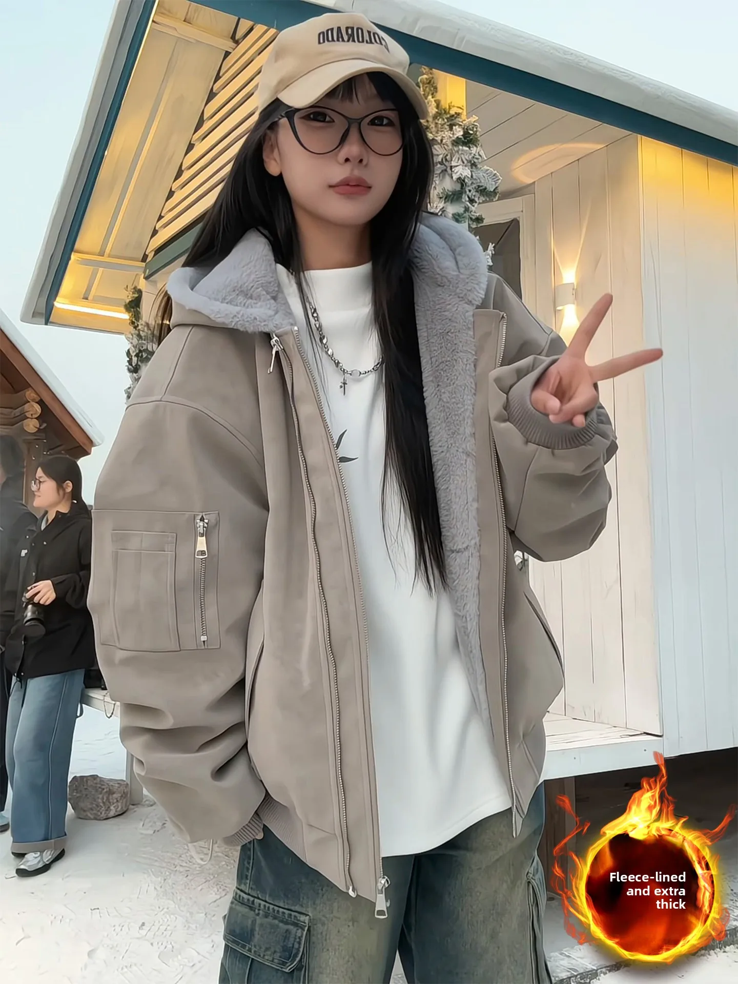 

American Sle Autumn Winter Thiened Fce Lined Casual Loose Men's PU Leather Cotton Jaet Cool And Haome Coat