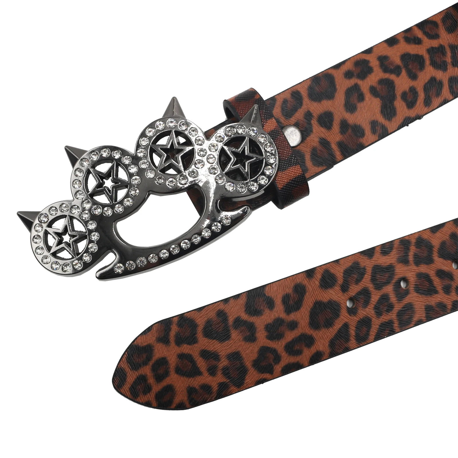 Leopard print Trendy Women\'s Belt Elegant Shiny Rhinestone CAT Soft  Belts Wide Fashion Pants, Dress Waistband