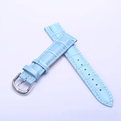 Calfskin Strap Men's   18mm19, Waterproof Sweat Women's Watch Accessories, Light Blue.