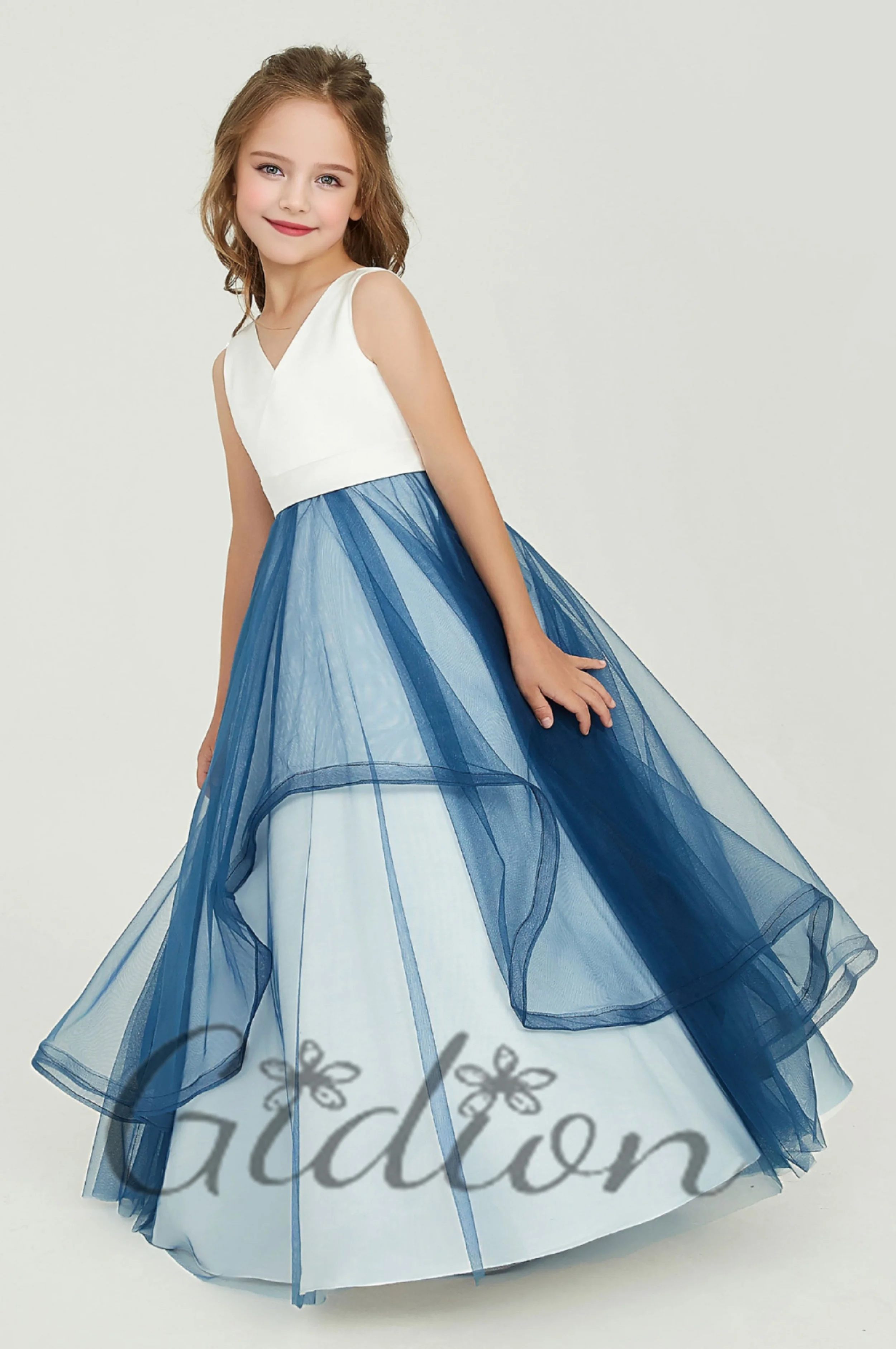 Vestido de satén/tul para niños, fiesta de cumpleaños nocturna, vestido de niña de las flores, cualquier ocasión especial, boda, desfile, baile, evento de ceremonia