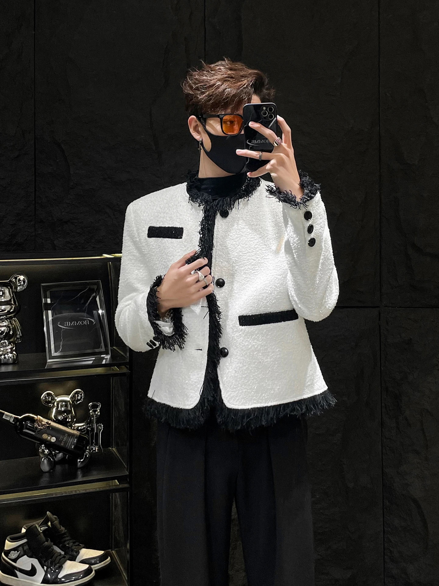 

Мужская куртка HOMME с бахромой, белая, молодежная, повседневная, свободного кроя, осенняя верхняя одежда на пуговицах