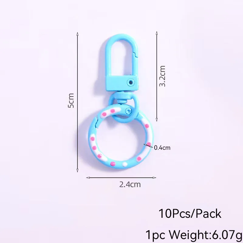 New 10Pcs/Pack Macaron Sweet Donut Spring Buckle Keychain Accessories Rotating 14 Colors Options DIY Hanging Pendant Trinket