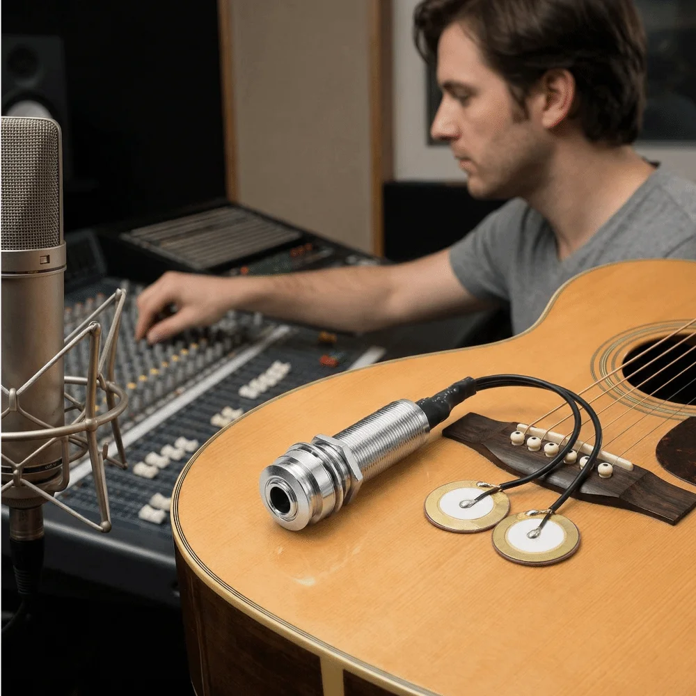 Adhesive Mounting​ Acoustic Guitar Pickup​ Compact ​1/4 Inch Jack​ ​Instrument Pickup​ ​Plug-and-Play​ ​Mini Transducer​