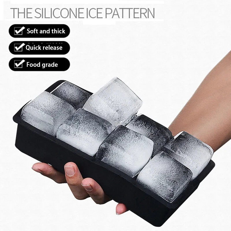 4/8 Grid Cube Silicone Chocolate Mould Tray Mold 3D Form Whiskey Hockey DIY Ice Maker Tools