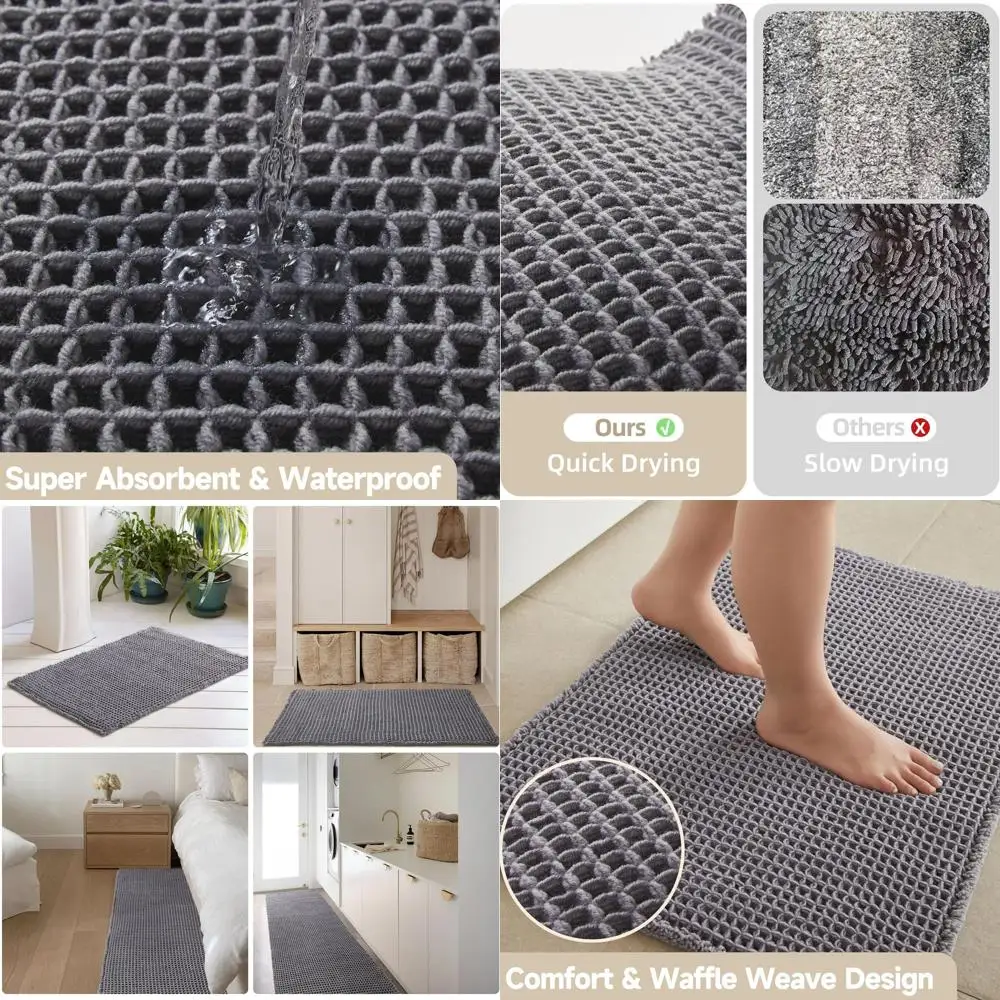 

Коврик для ванной 72x24 дюйма, серый, в стиле бохо, нескользящий, впитывающий, быстросохнущий, в стиле фермерского дома