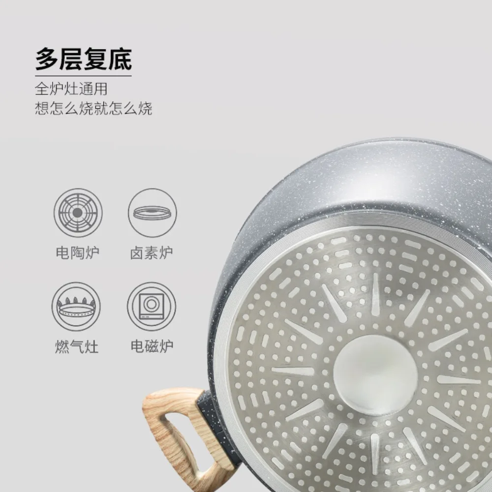 Medical Stone Mixed Pot Imitation Casting 12pcs Steaming Stewing Fried Pot Set Universal Induction Cooker Non-Stick Pan Cookware