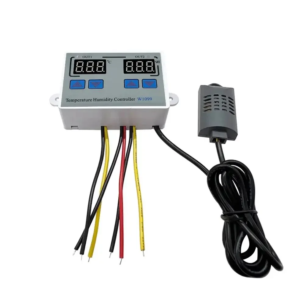 W1099 Dual Display Digital Temperature Humidity Controller DC 12V 24V AC 110-220V Thermostat Humidistat Regulator Incubator