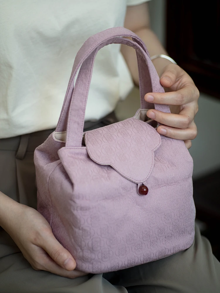 

Thickened Cotton Linen Tea Ceremony Bag Portable Travel Handbag Tea Set Storage Bag Traditional Chinese Style Cloud Pattern