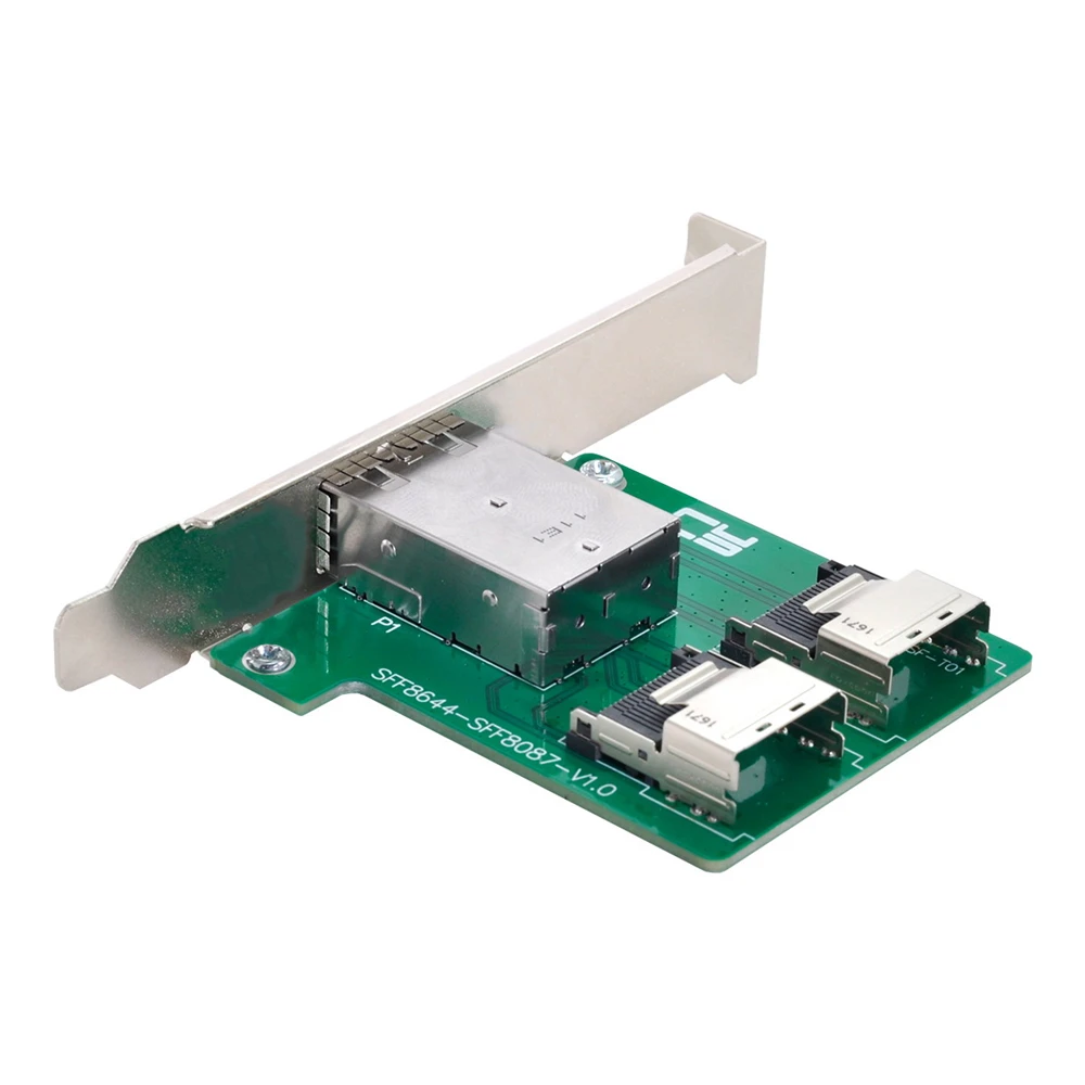 

Dual Ports Mini SAS HD SFF-8644 To Internal Mini SAS SFF-8087 PCBA Female Adapter With Low Profile Bracket