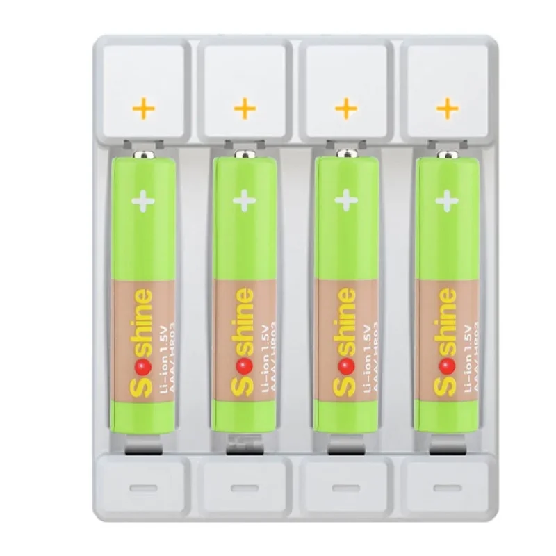 Soshine Smart White 1.5V Li-ion Battery Charger 1.5V Li-ion AA AAA Rechargeable Batteries Charger Type-C USB for 2A 3A Charger