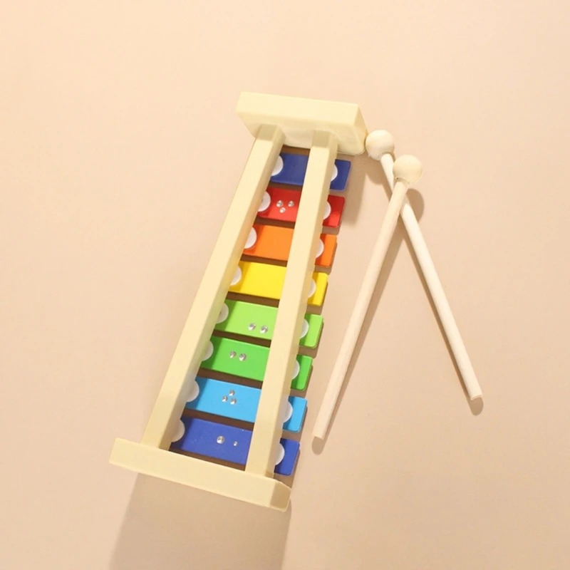 Kid Musical 8-tone Harp Orff Educatief Speelgoed Instrumenten Hout Regenboog Kleur 8-tone Harp Orff voor Kinderen presenteert