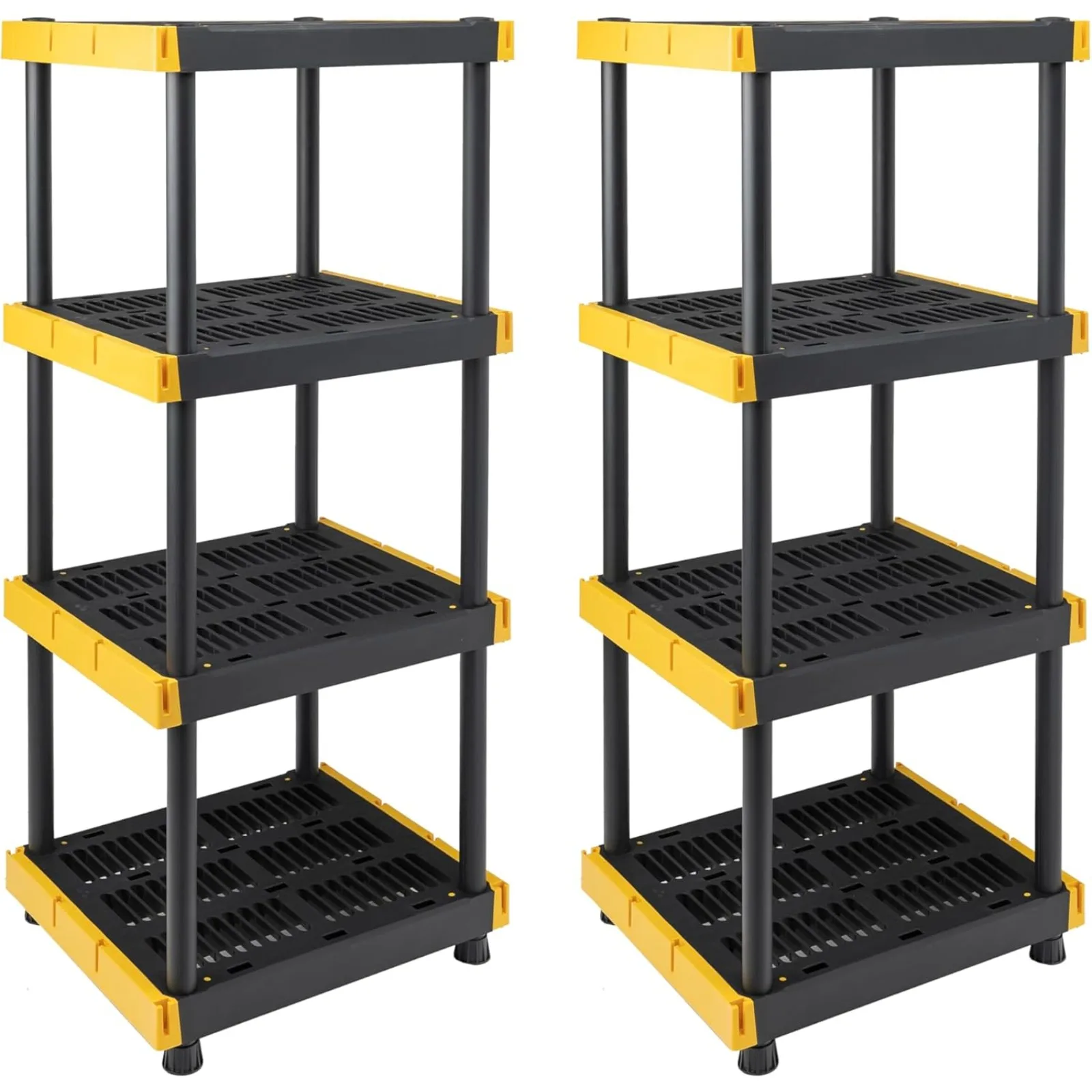 

US 4-Tier Heavy Duty Plastic Storage Shelving Unit, 100lbs/shelf (55”H x 24”W x 20”D), for Indoor/Outdoor Organization