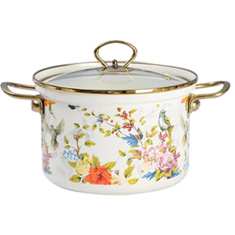 PYH anti-spill enamel thickened soup pot stew pot enamel binaural pot flat bottom heating induction cooker