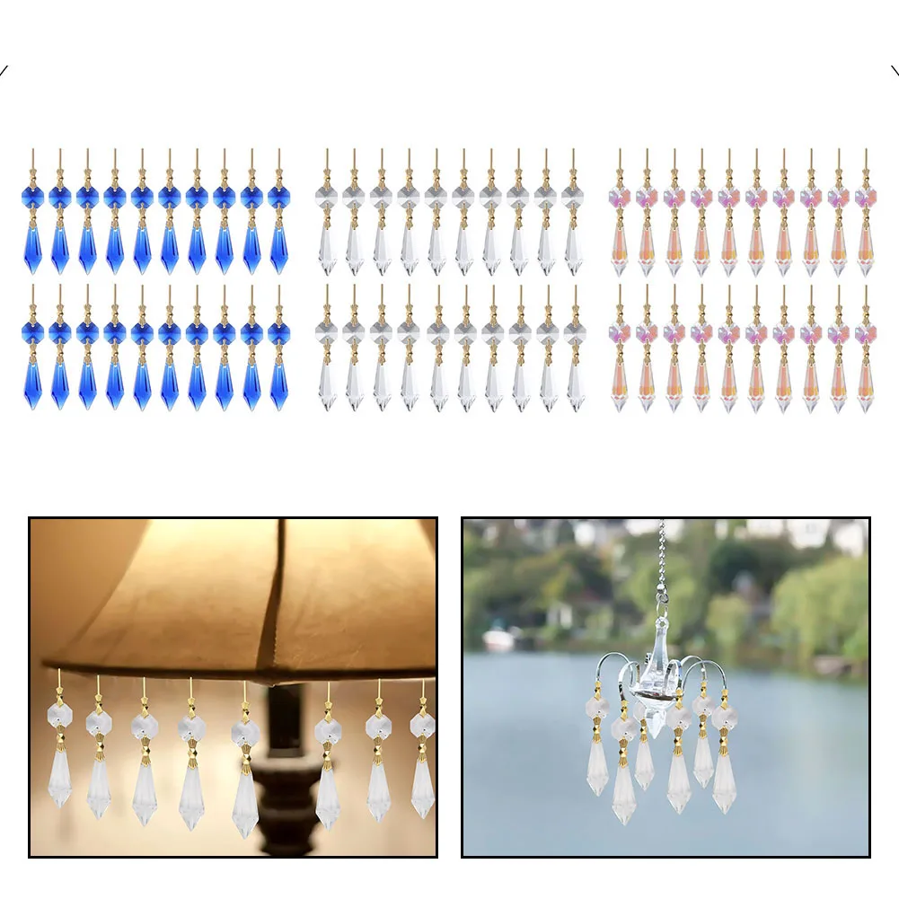 

20-piece Clear Crystals Icicle Prisms AB Crystals U-shaped Teardrop-shaped Prisms Chandelier Glass Crystals Pendant