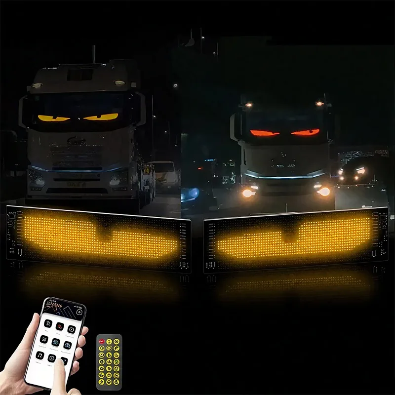 แผงไฟ LED Matrix 2 ชิ้น แบบยืดหยุ่น ใช้พลังงาน USB รูปทรงตาปีศาจ ควบคุมผ่านแอปพลิเคชัน ตั้งโปรแกรมได้ สำหรับรถยนต์ รถบ้าน รถบรรทุก SUV