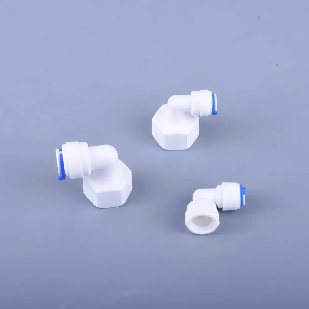 Złączka kolankowa 1/4\" 3/8\" szybkozłączka - gwint wewnętrzny typu L, do filtra do wody pitnej, systemu RO (odwróconej osmozy)