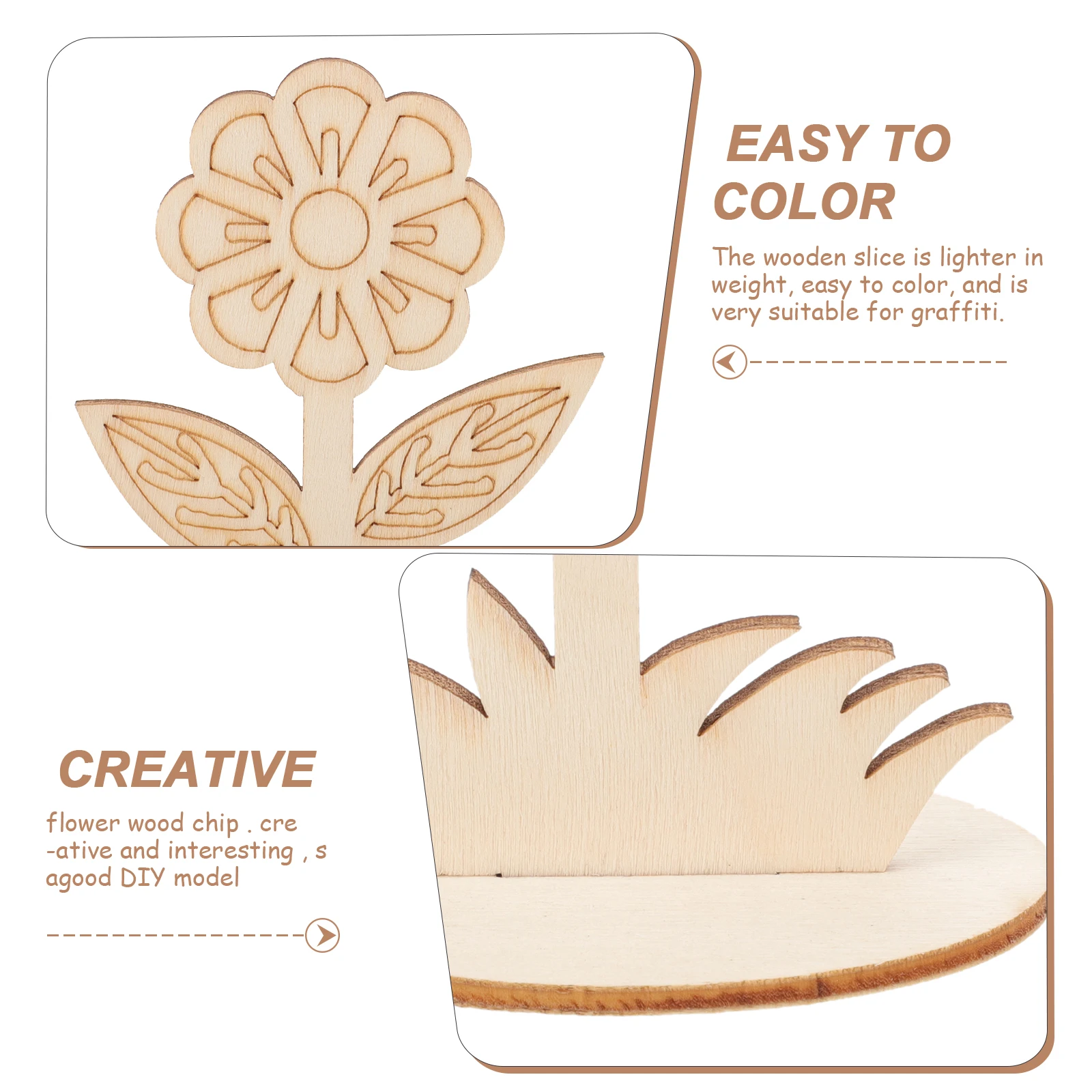 

20 Pcs Cutout DIY Slices Blank naments for Home Decor Craft Projects Unfinished Flower Slices