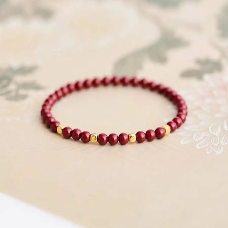 

Браслет из киновари ручной работы, мужской браслет-манжета на пуговицах, четки Рамадана, женская медитация, праздничный подарок, повседневная одежда