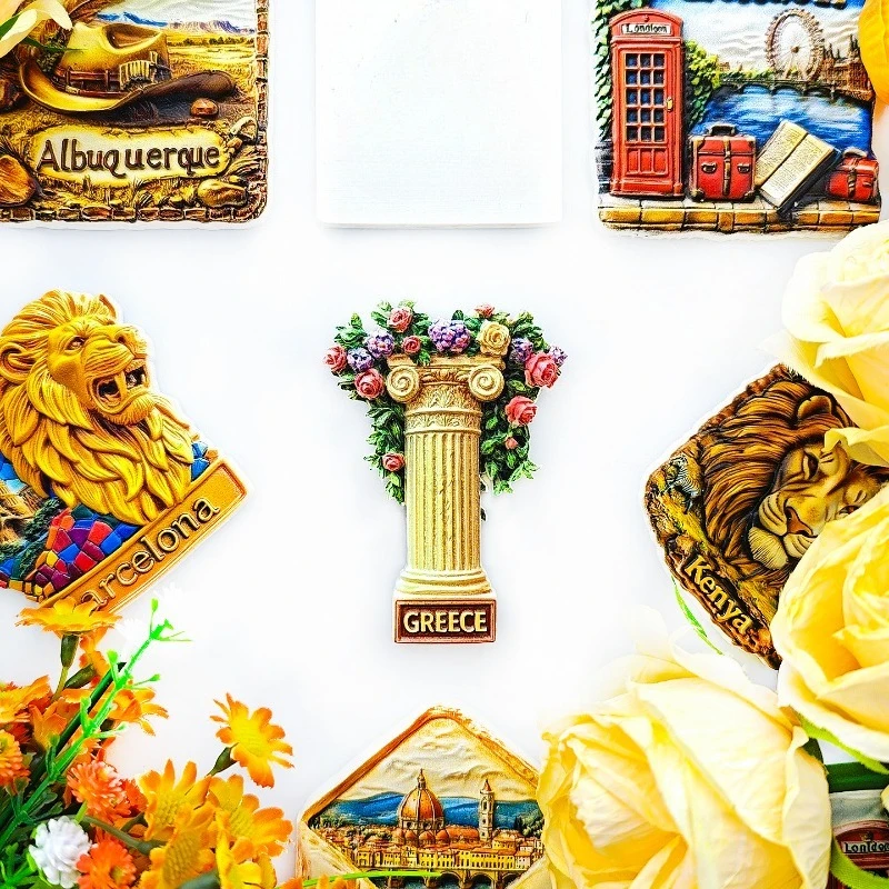 Greek Corinthian Column Fridge Magnet - 3D Ancient Ruins Souvenir Classical Architecture Decor Unique Europe Gift