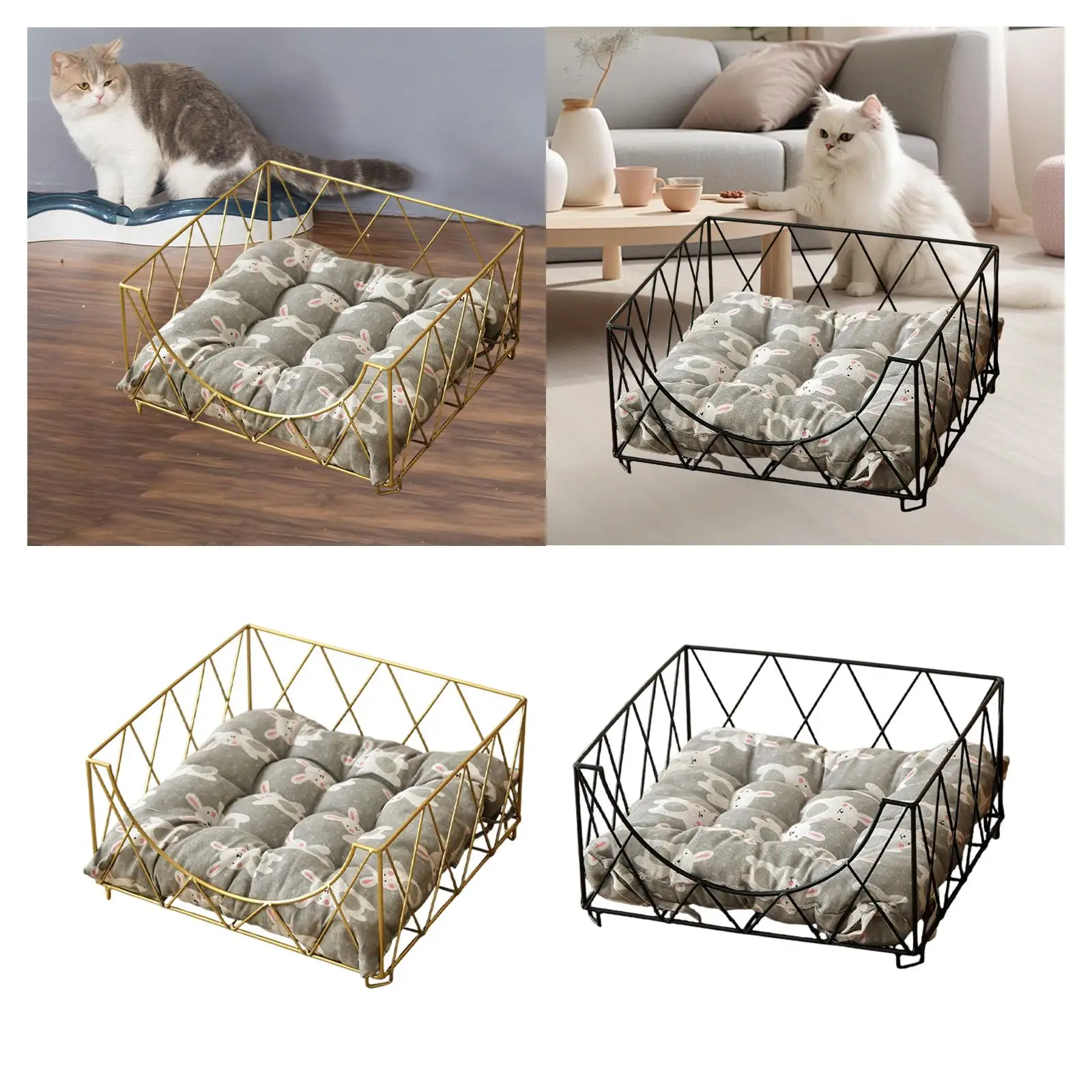 Dog Cat Bed with Cushion Comfortable Pet Cat Nest for Rabbits Puppy Kitten