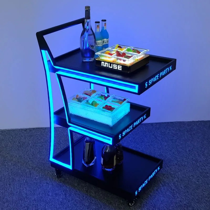 

Bar Light Trolley KTV Night Party Wine Delivery Truck Moving Three Layers Birthday Cake LED Trolley