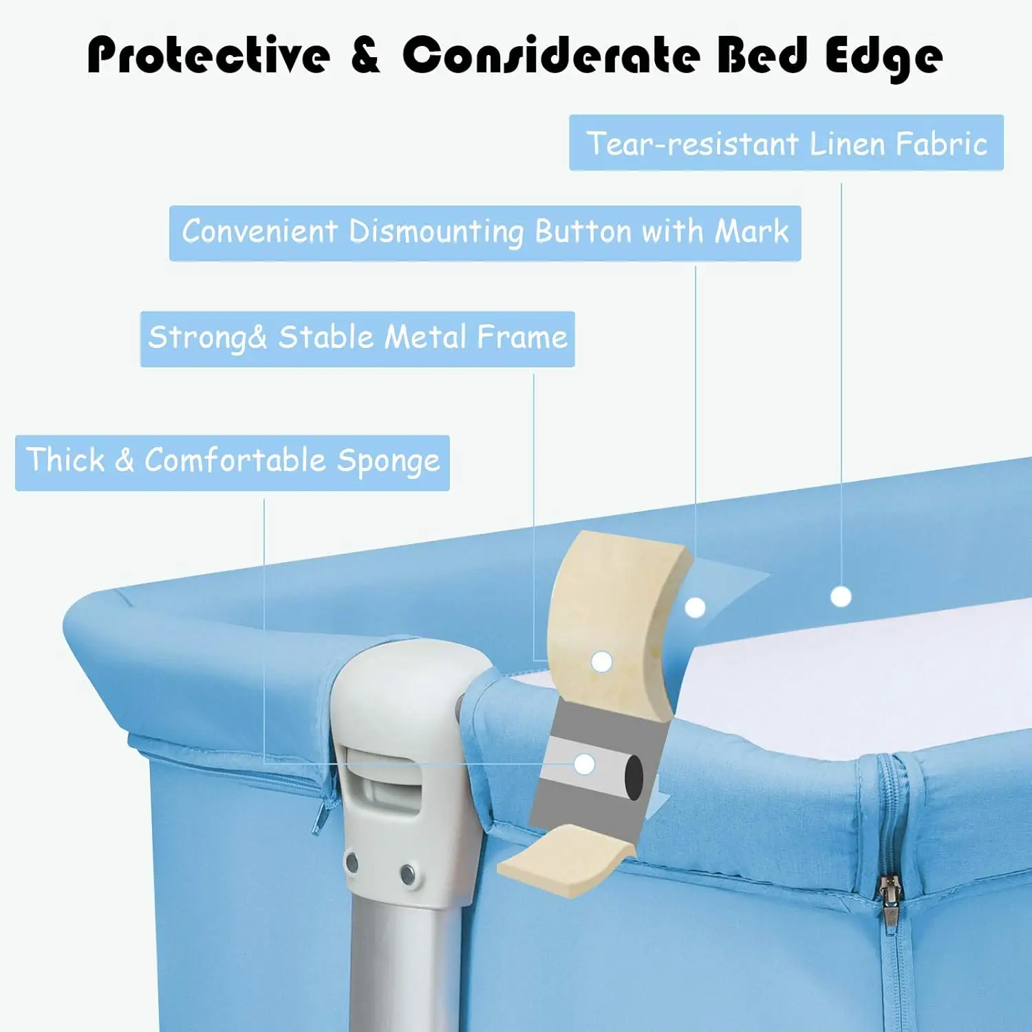 Baby Bedside Crib, Newborn Bassinet Bedside Sleeper, Adjustable Height, Detachable &Washable Mattress, Breathable Mesh, Straps