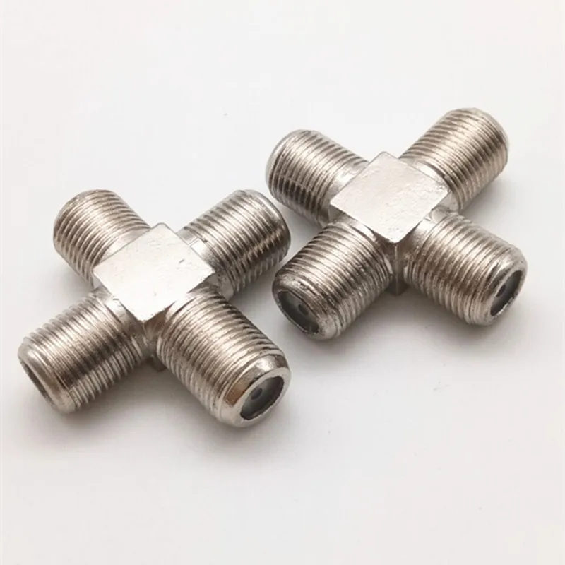 2pcs/lot  British system imperial head cable TV connector wiring F head four way 1 female to 3 female Set-top box adapter