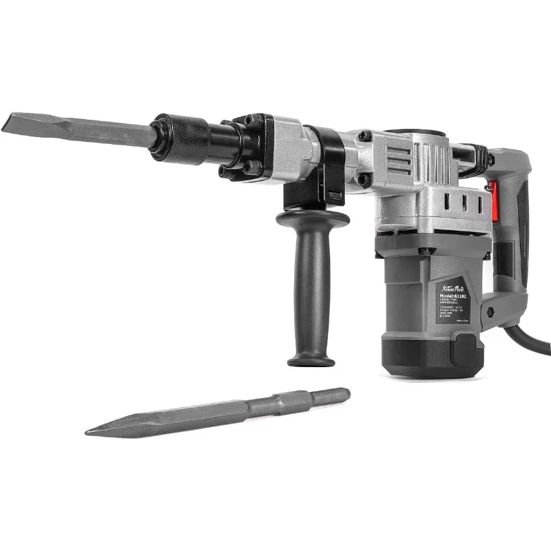 

1400W Demolition Electric Jack Hammer Concrete Breaker Trigger Lock With (2) Chisel Bit With Carrying Case