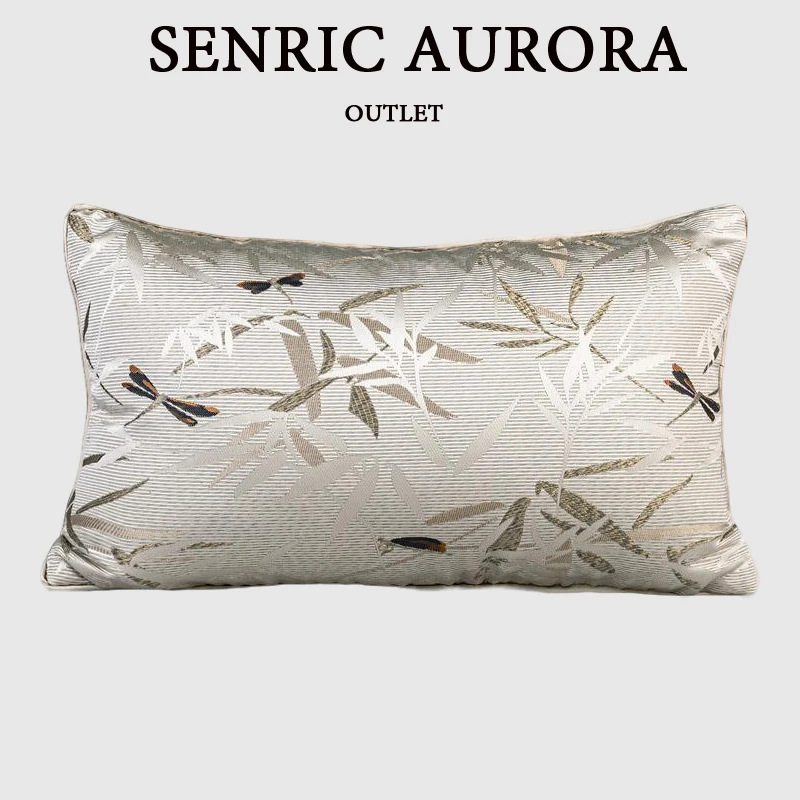 

Роскошный чехол для подушки в китайском стиле, бабка, бамбуковая тень, бежевая поясная наволочка 30x50 см для дома, отеля, дивана-кровати