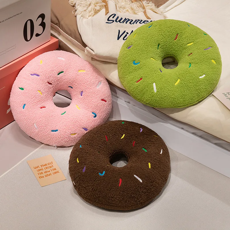 40cm 3D Donut Plush Cushion Cute Round Cake Throw Pillow Sofa Seat Cushion Girl Office Nap Mat Creative Kids Gift DIY Home Decor