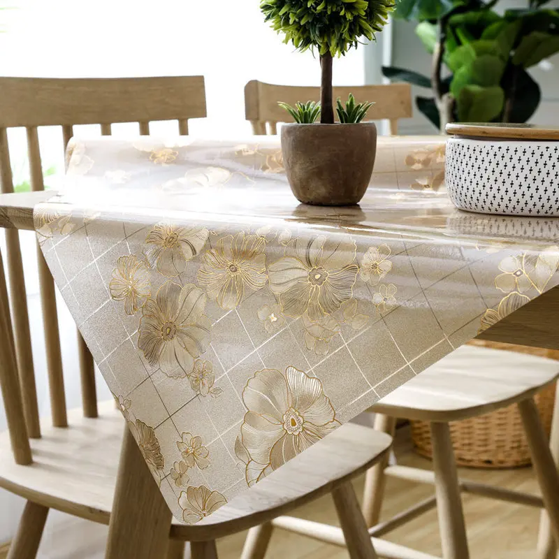 Waterproof and Oil Resistant Washing Plastic PVC Table Table Table Matte Table Table Matte Tablecloth Golden Crystal Plate