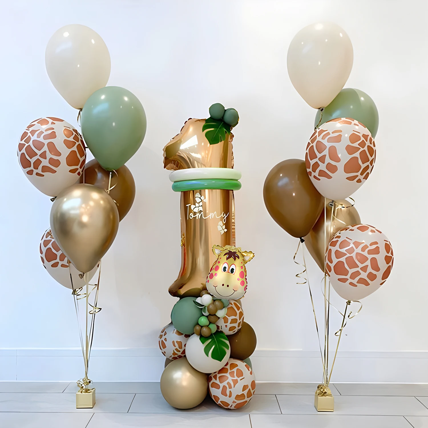 33pcs Green Jungle Giraffe Balloon Birthday Party Decoration Balloon Birthday Party Age Numbers 1-9 Balloon