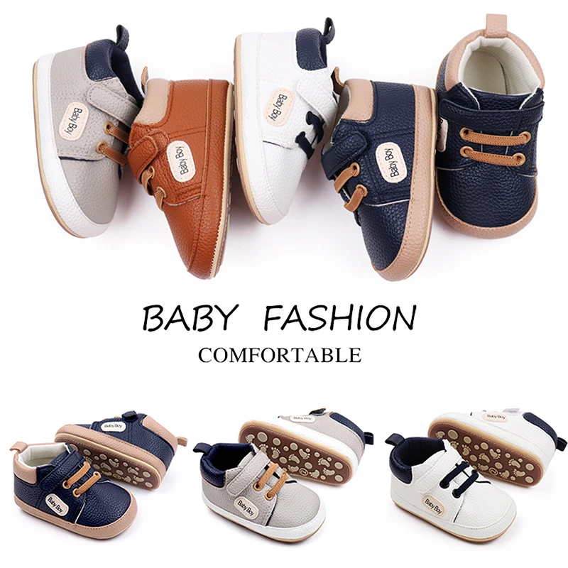 

Toddler Boy PU Sneakers Casual Letter Print Cute Baby Flats Breathable Infant Walking Shoes for Newborn