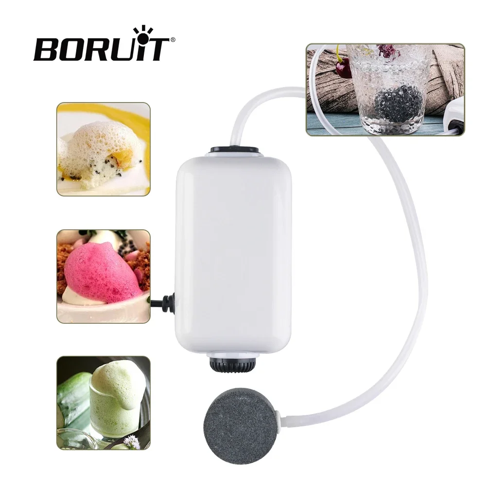 BORUIT Food Foam Generator Chef Cooking Tool Cuisine Foam Machine for Drinks BBQ Cocktail Drinks Bubble Machine Portable