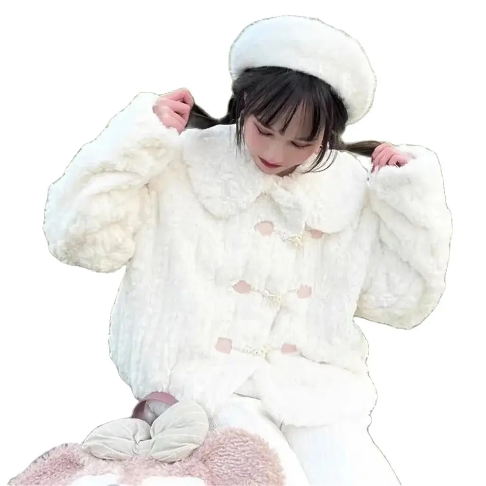 

Formal Dressesvestidos De FiestaLamb Coat Women'S 2024 Winter New Sweet Wind Environmental Protection Rabbit Fur Lapel Fu