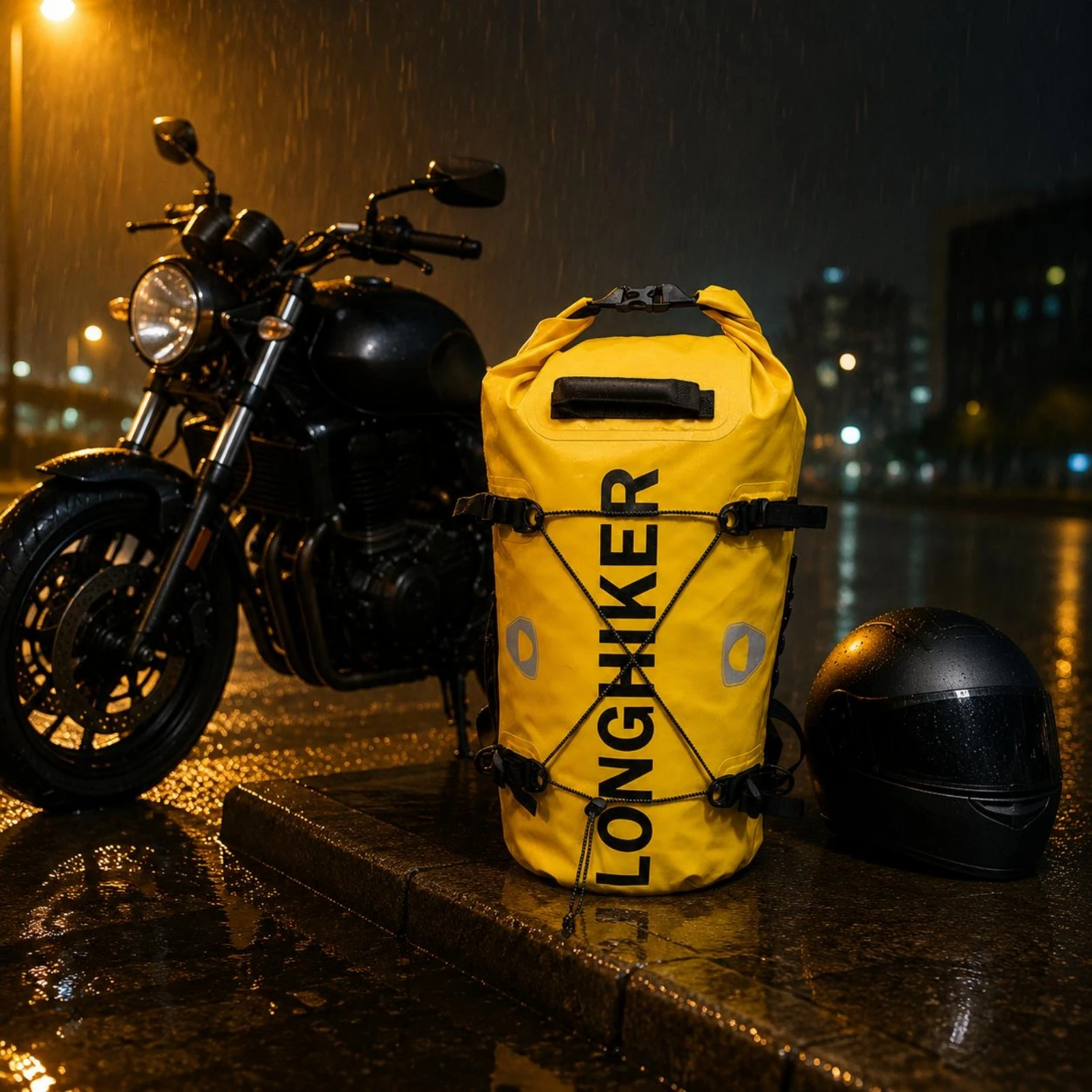 Roll Roll-Top Bag Elastic Bungee Cord Roll-Roll-Top Bag Waterproof Backpack Sack Side Pocket Outdoor Gear