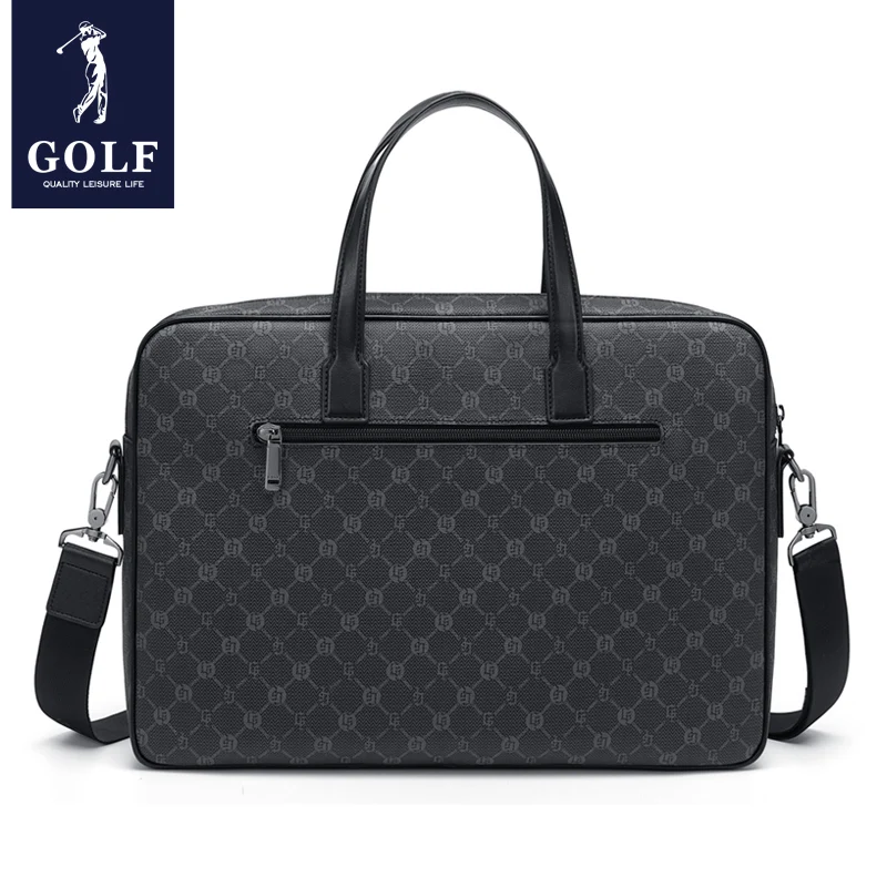 Bolsa de golfe para homens, bolsa de negócios vintage de luxo, bolsa de trabalho de couro para escritório, laptop com alça de ombro de alta qualidade